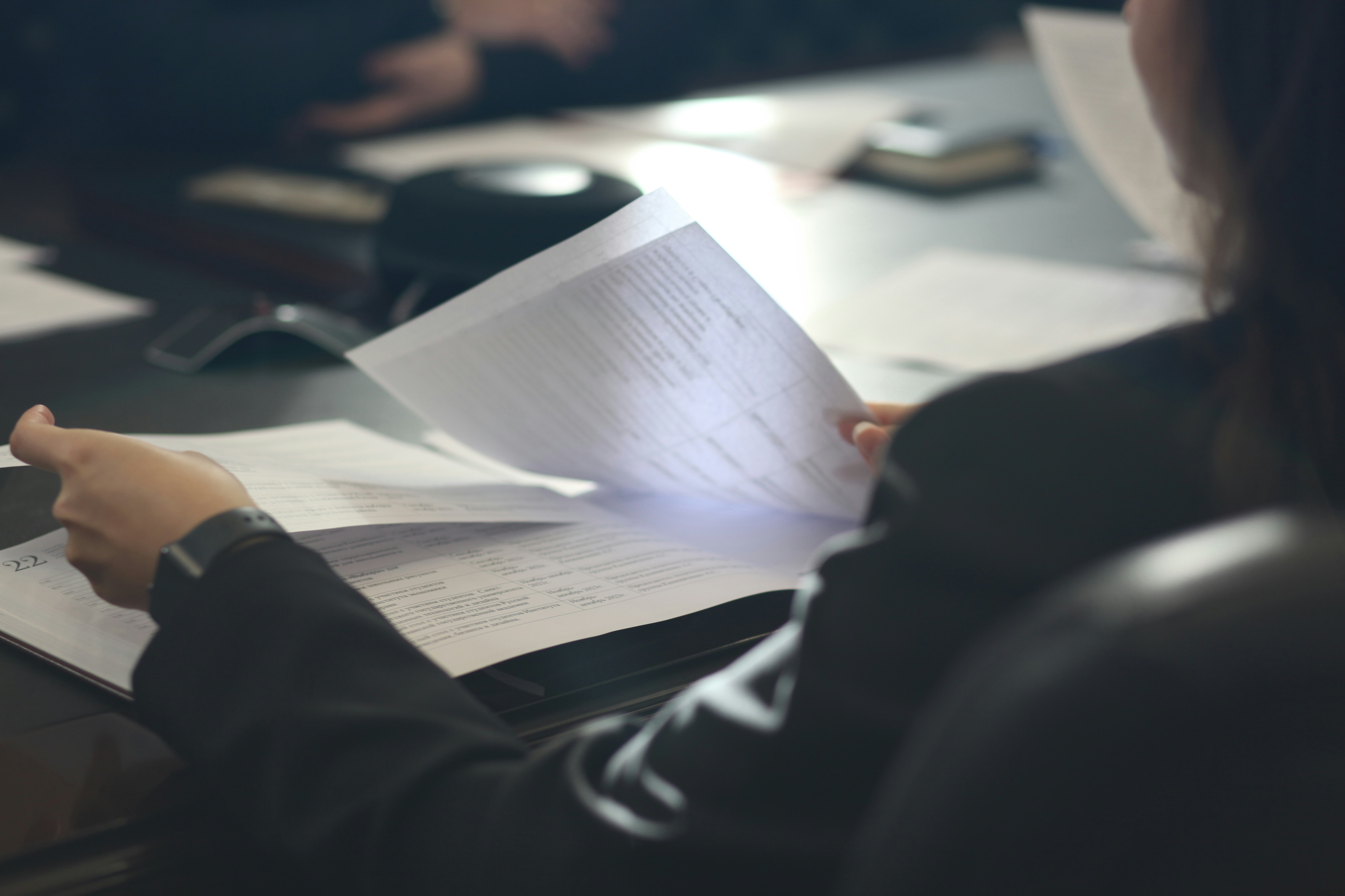 SkillIA team member reviewing a candidate interview at a desk